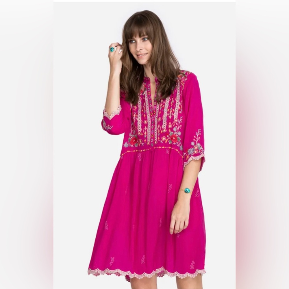 NWT Johnny Was DIEGA TUNIC DRESS in RASPBERRY Size Large